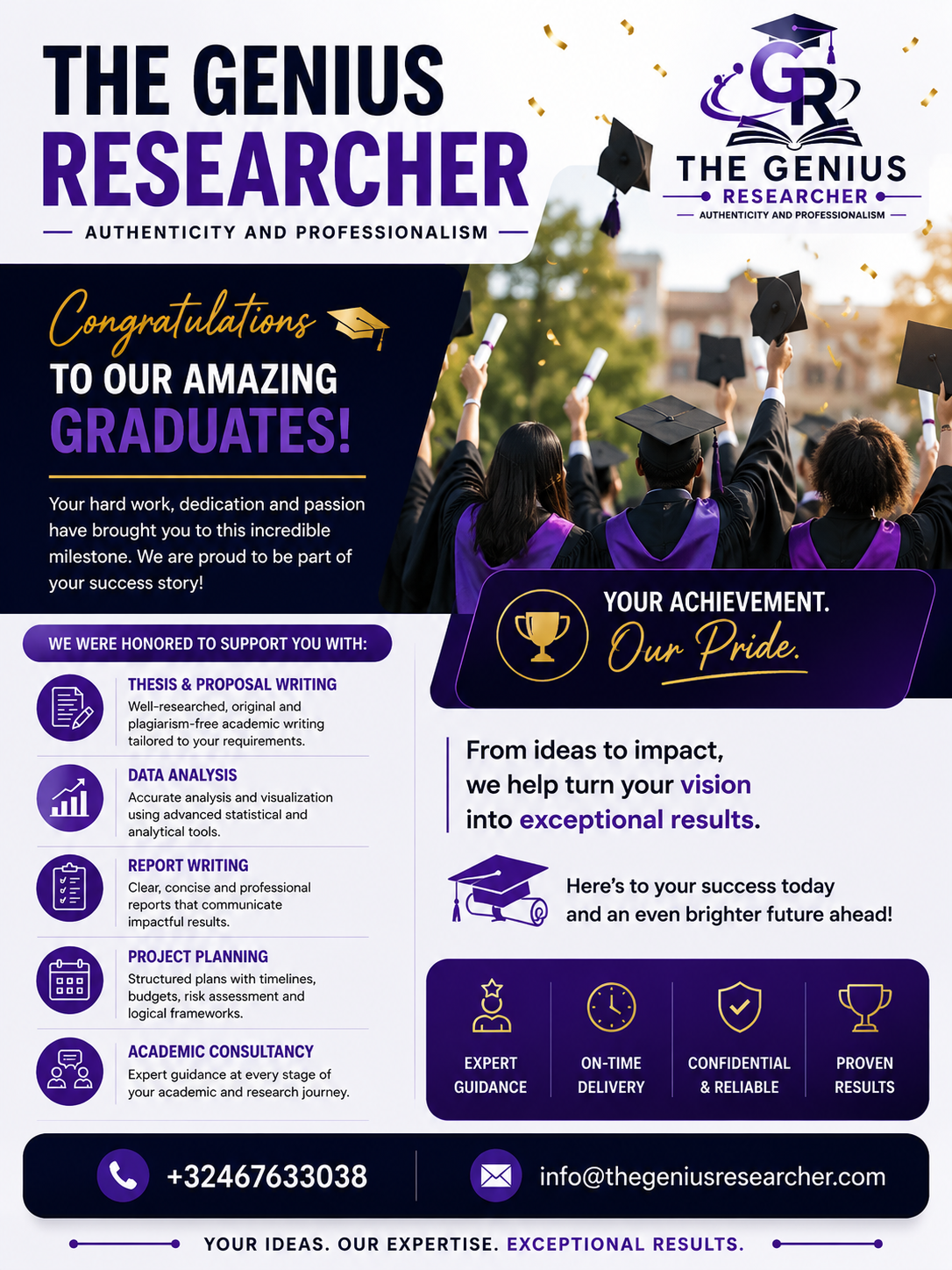 The Genius Researcher graduation support visual